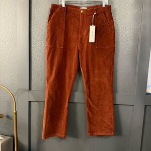 DRIFTWOOD • NWT brown corduroy high rise wide leg pants - 32 stretch